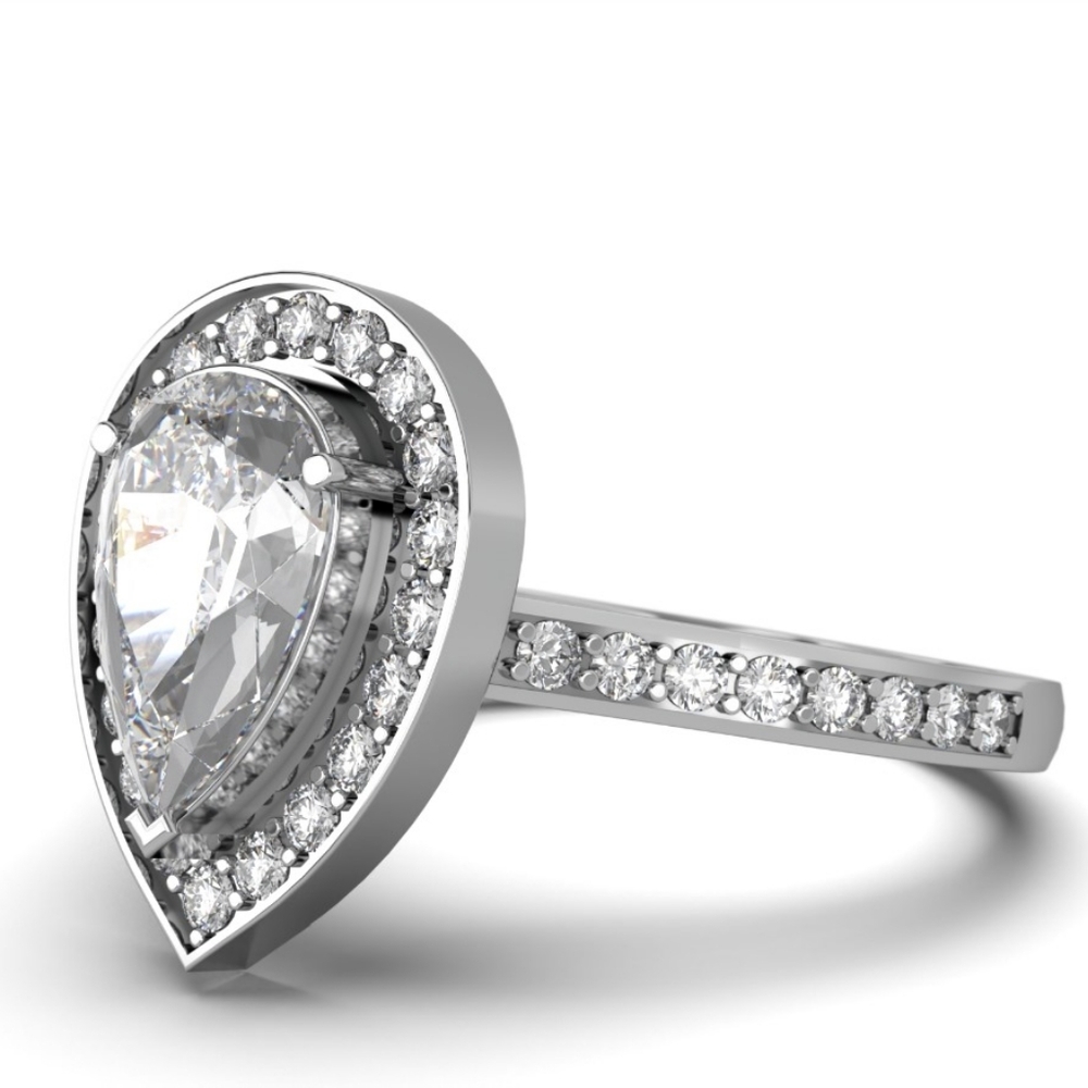 Pear Diamond Ring with White Gold Setting – IGI Certified